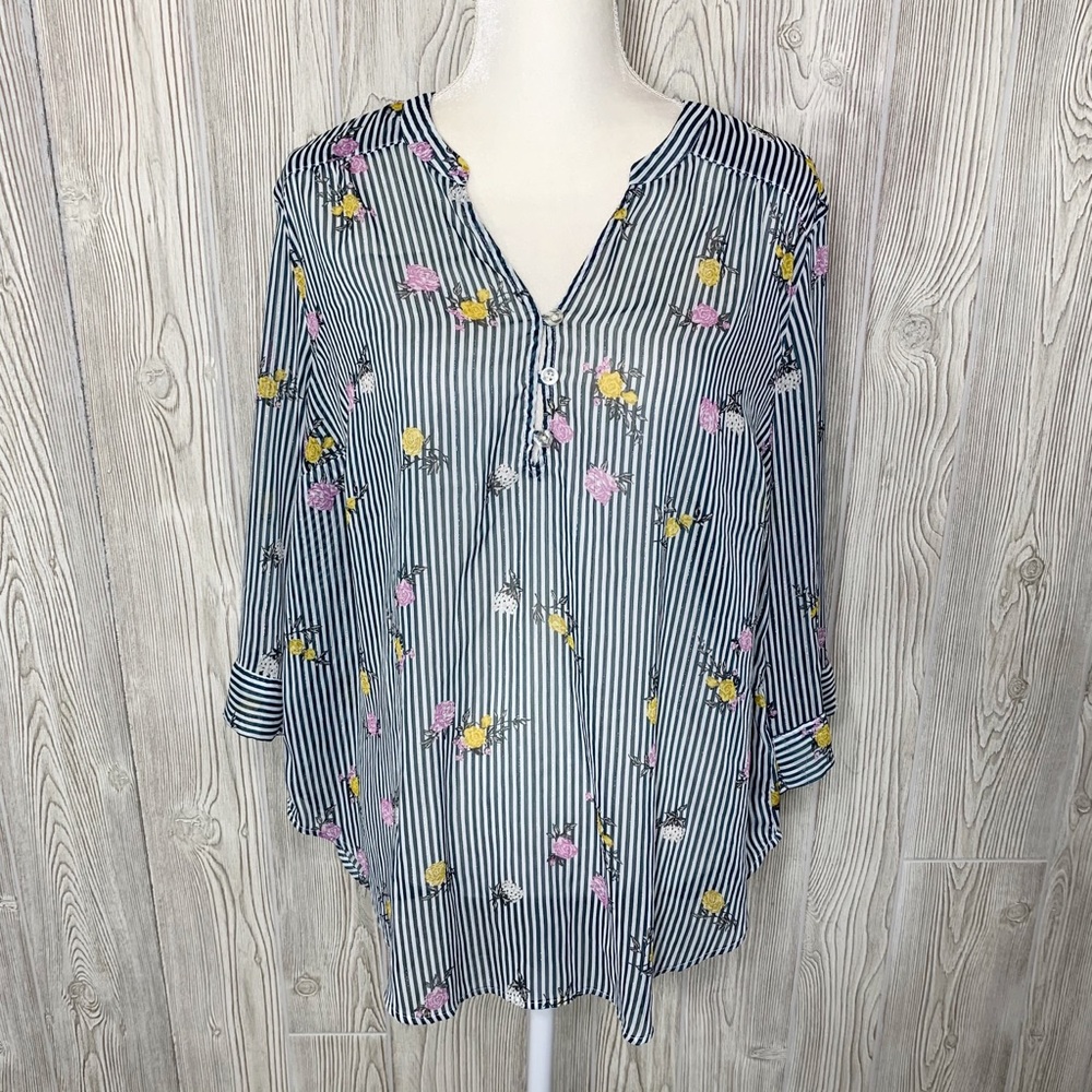 Torrid Harper striped floral blouse size 1X